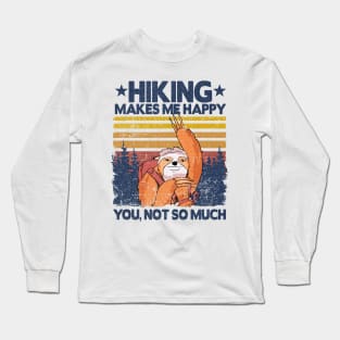 Hiking Makes Me Happy Sloth Vintage Hiker Gift Long Sleeve T-Shirt